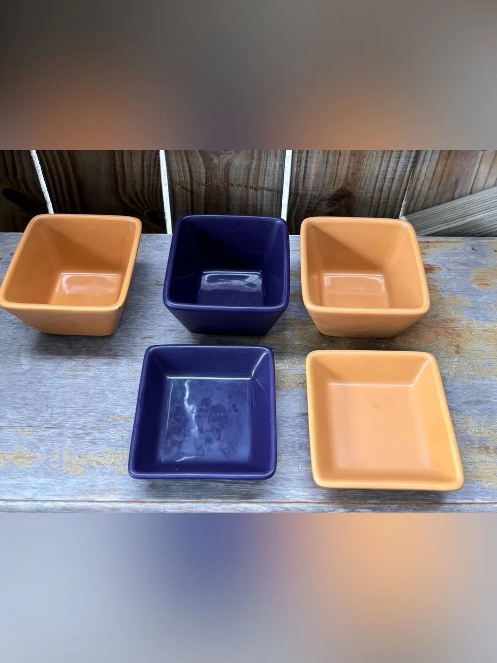 Set of 5 Simple Additions by Pampered Chef Square Condiment Bowls & Saucers
